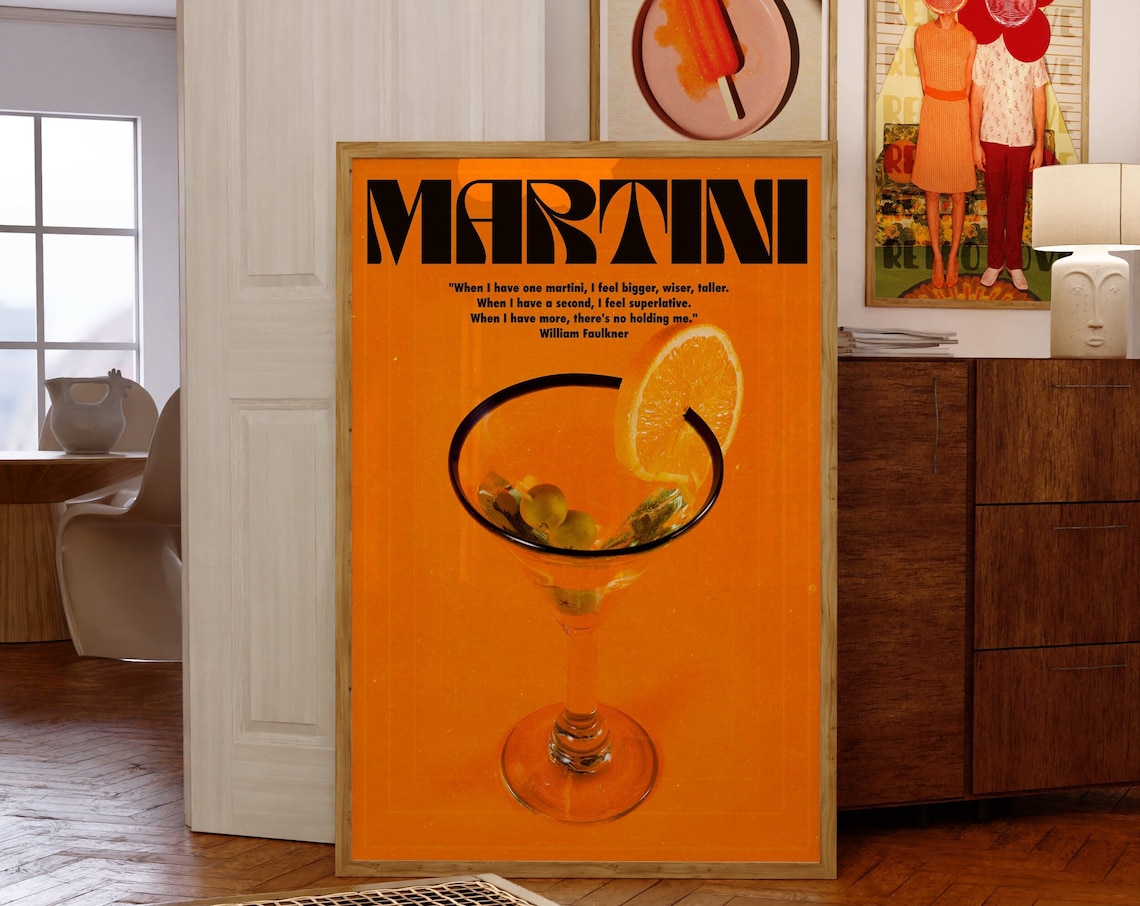 70s Orange Retro Kitchen Art Print, Psychedelic