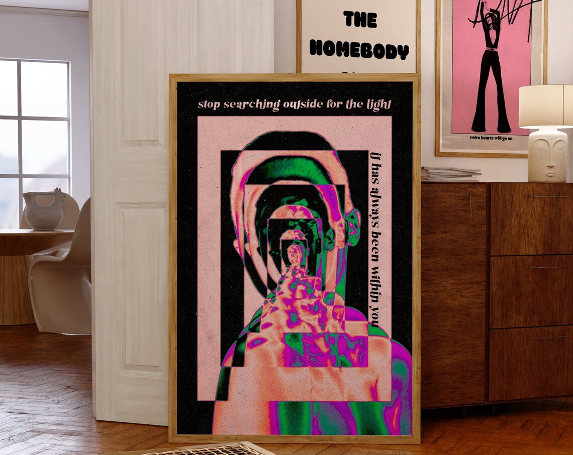 Psychedelic Aura Print, 70s Gradient Retro Art