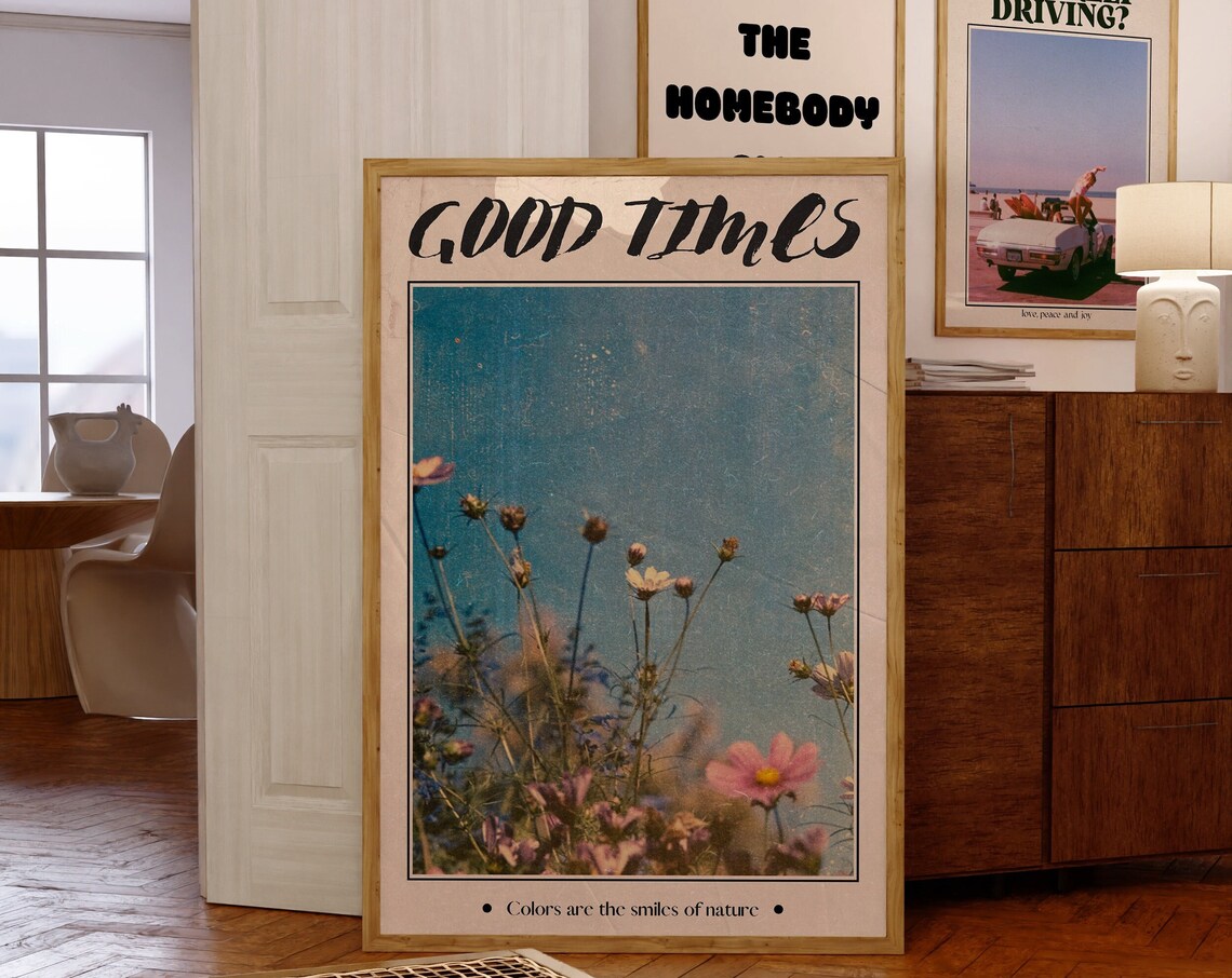 Retro Psychedelic Y2K 70s Decor Poster Print