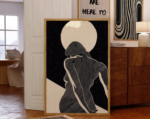Abstract Woman Art Print 70s Retro Psychedelic Wall Decor