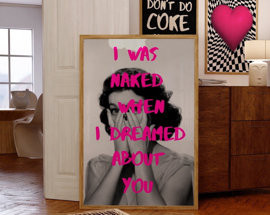 Retro Pink Typography Pop Art Portrait of Woman Quote Poster