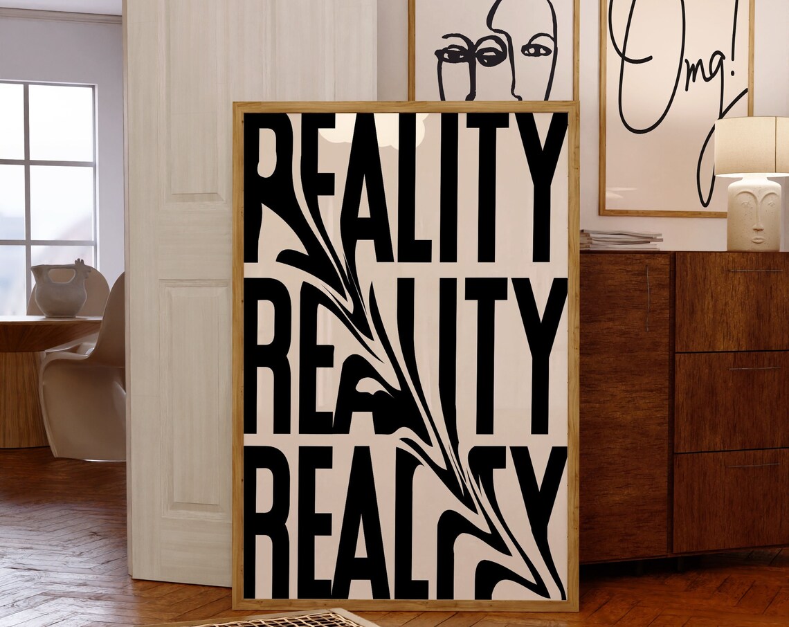 Distorted Reality Typography Print, 70s Retro Poster