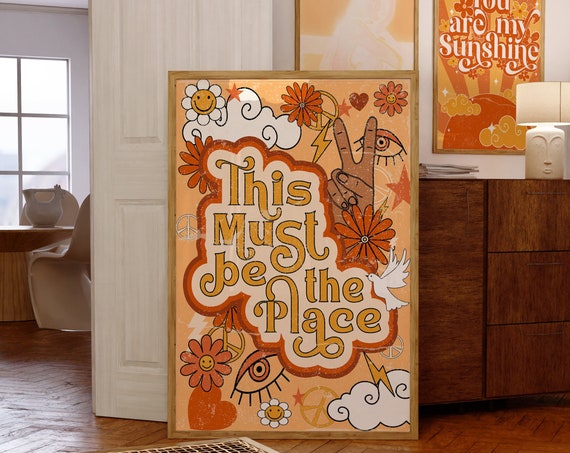 70s Floral Must Be The Place Vintage Poster
