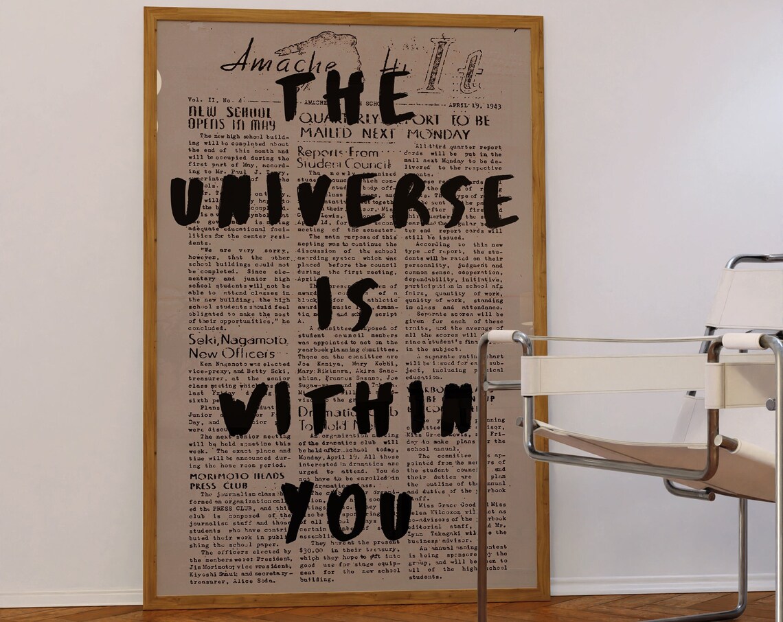 The Universe Is Within You Retro Newspaper Psychedelic Art Poster