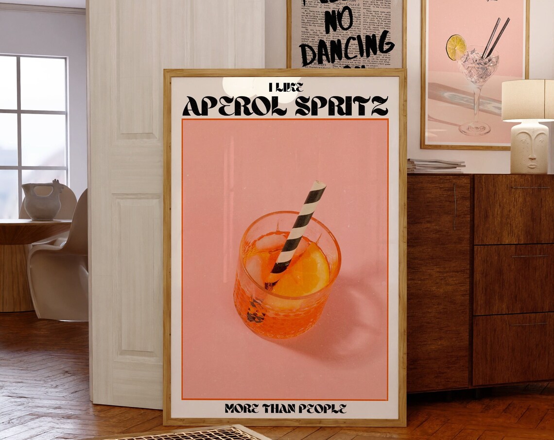 Aperol Spritz Retro 70s Bar Kitchen Art Print