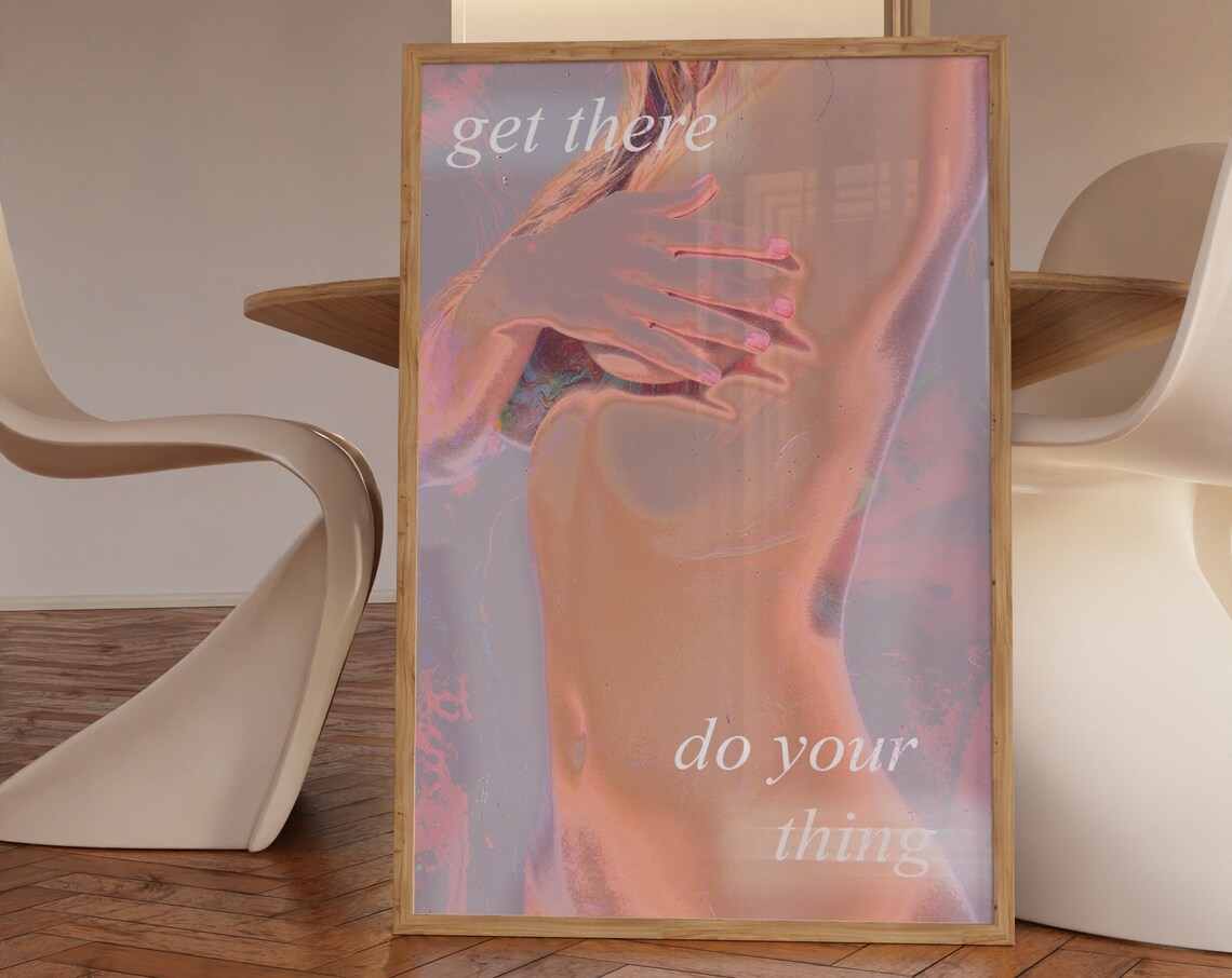 Pink Aura Nude Woman, 70s Vintage Retro Poster