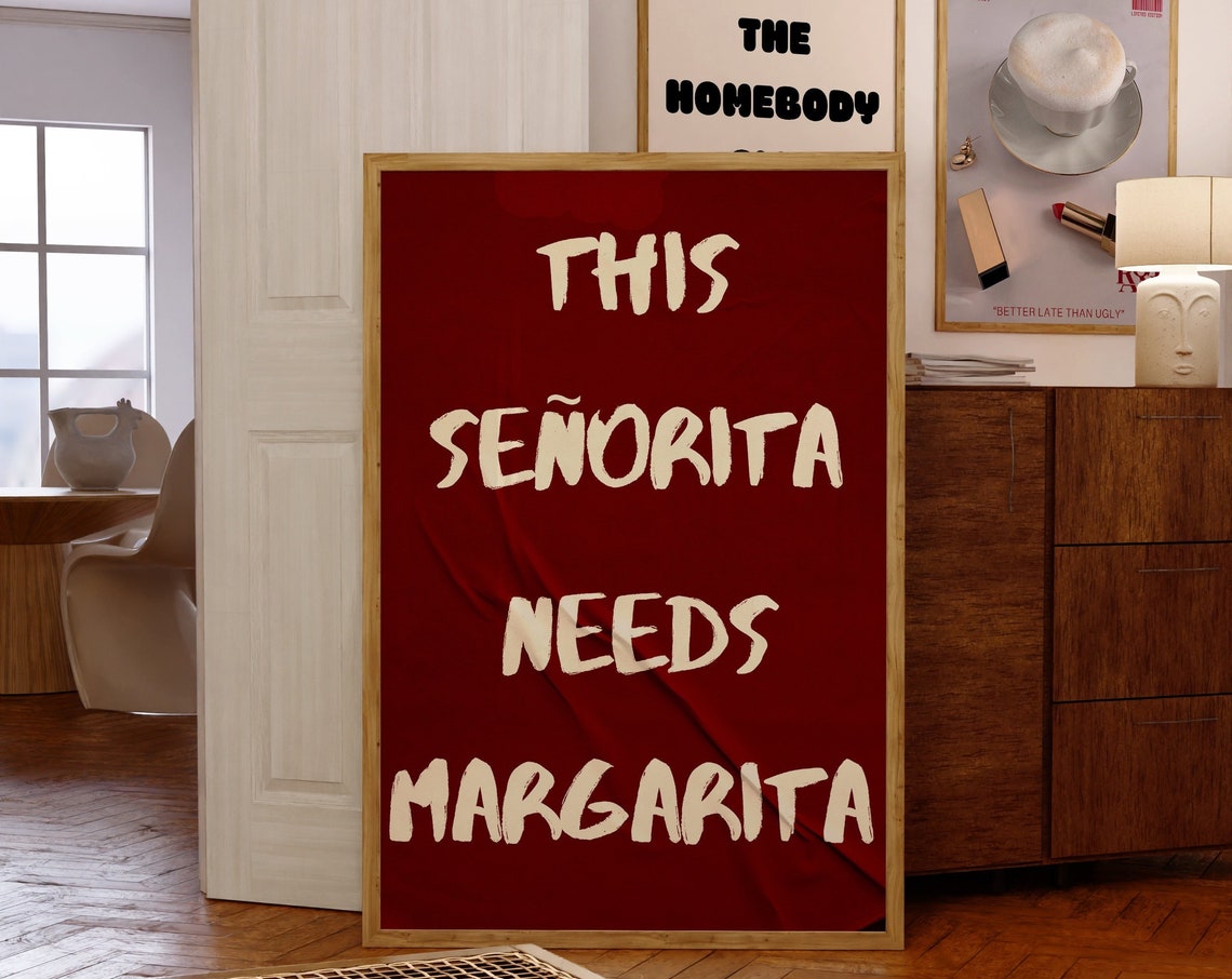 This Senorita Needs Margarita Retro Cocktail Bar Wall Poster