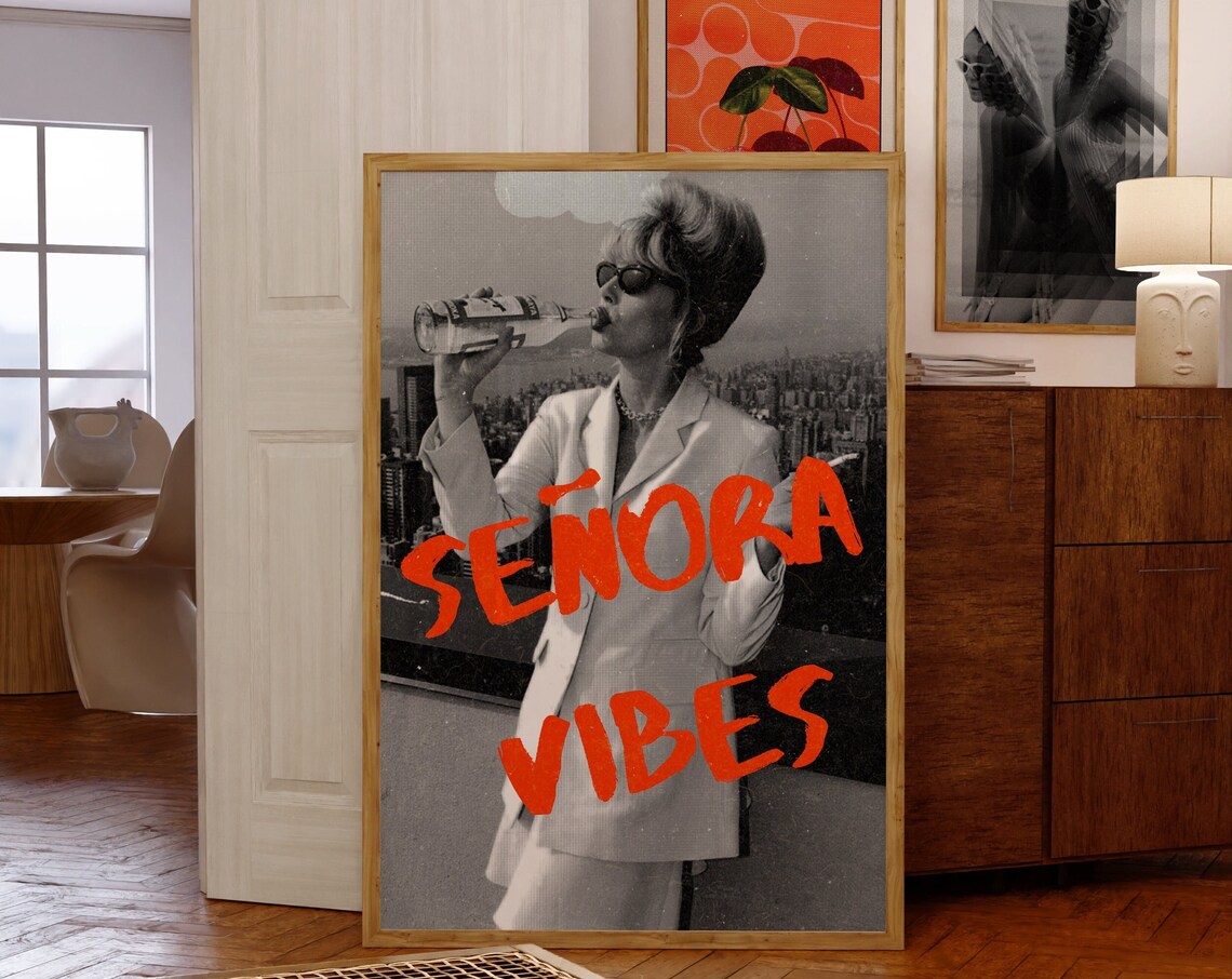 Senora Vibes Collage Pop Art Sunglasses City Nightscape Glam Poster