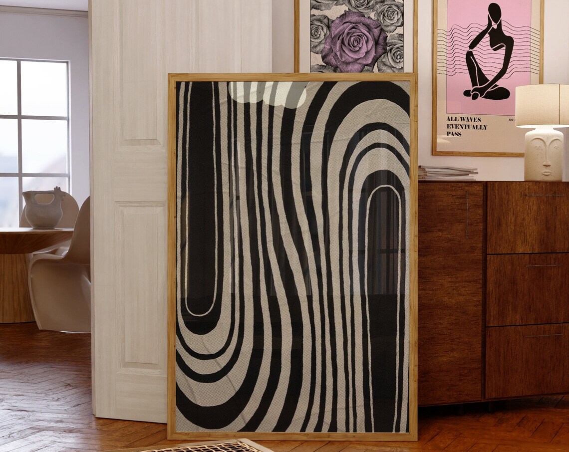 Aura 70s Psychedelic Checkered Retro Art Print