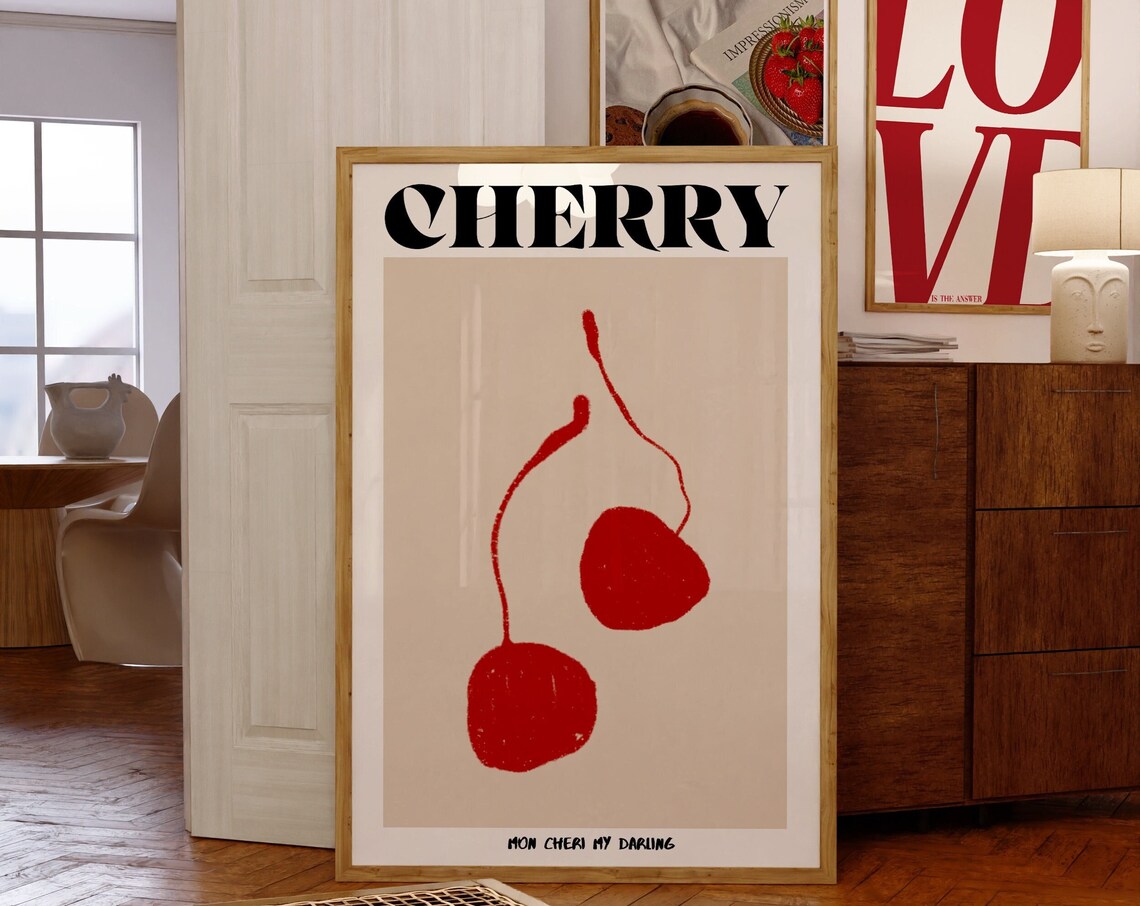Cherry 70s Psychedelic Kitchen Wall Art Print