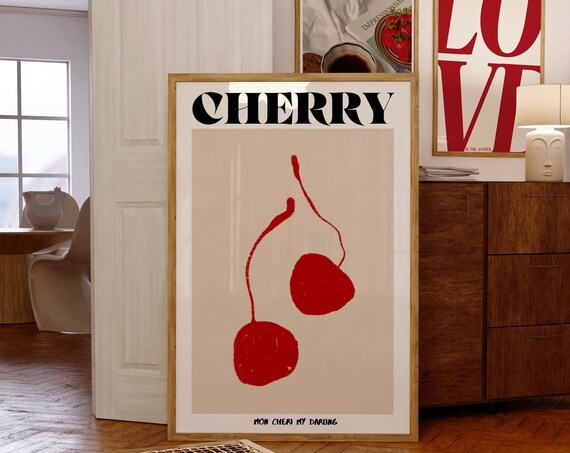 Cherry 70s Psychedelic Kitchen Wall Art Print