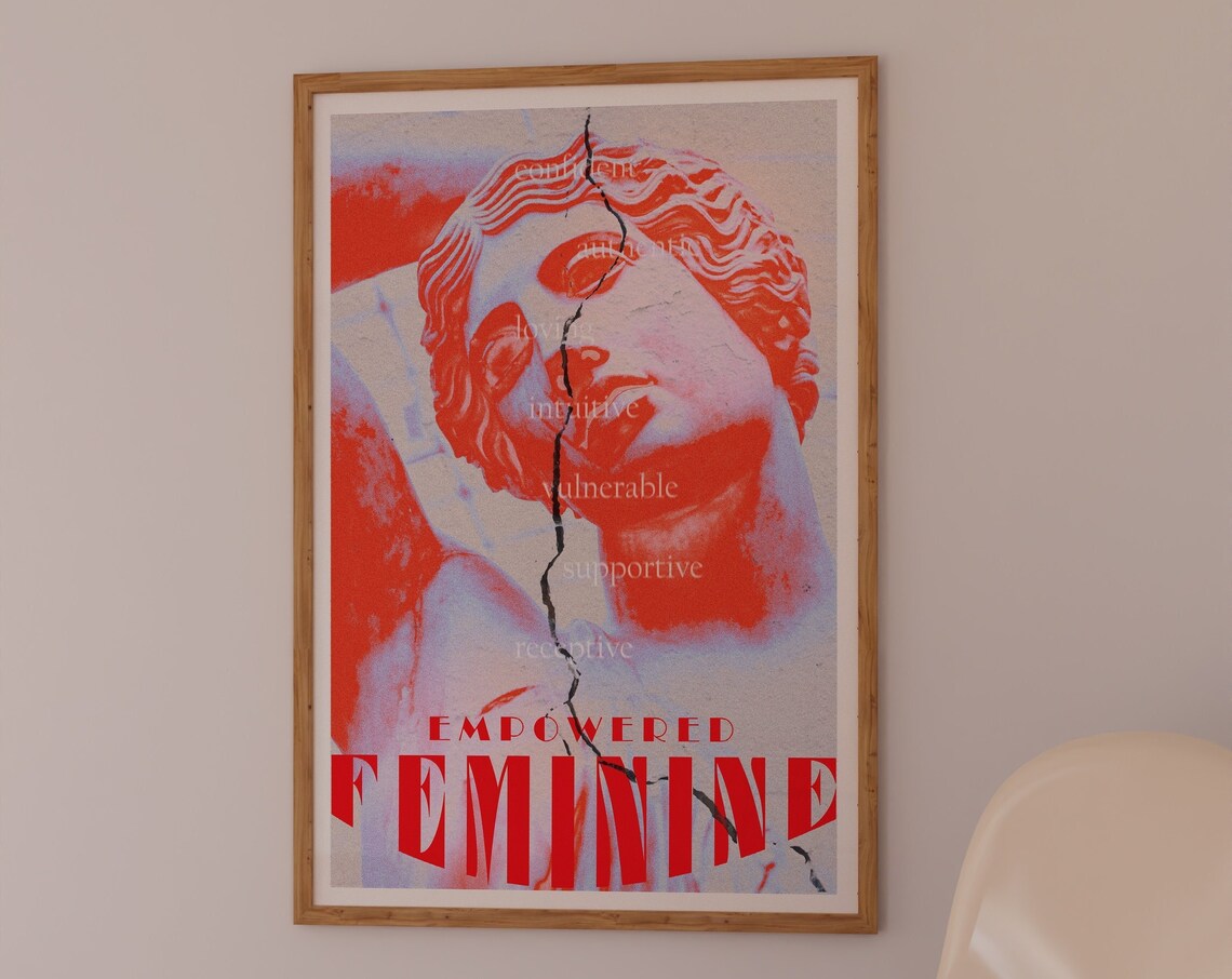 70s Feminine Empowerment Print Retro Red Wall Art