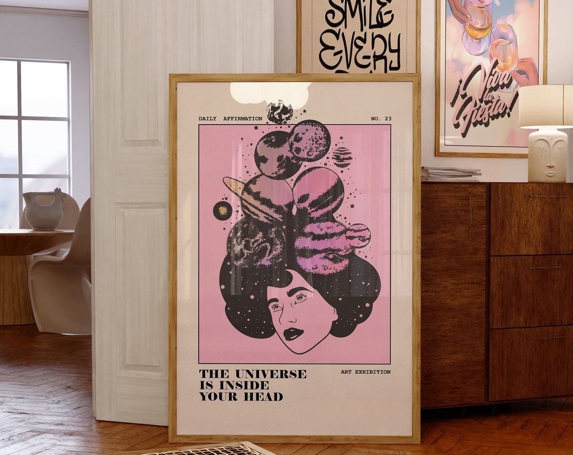 Self Affirmation Poster Aura Funky Wall Decor Y2k Print Art 70s Mindful Quotes