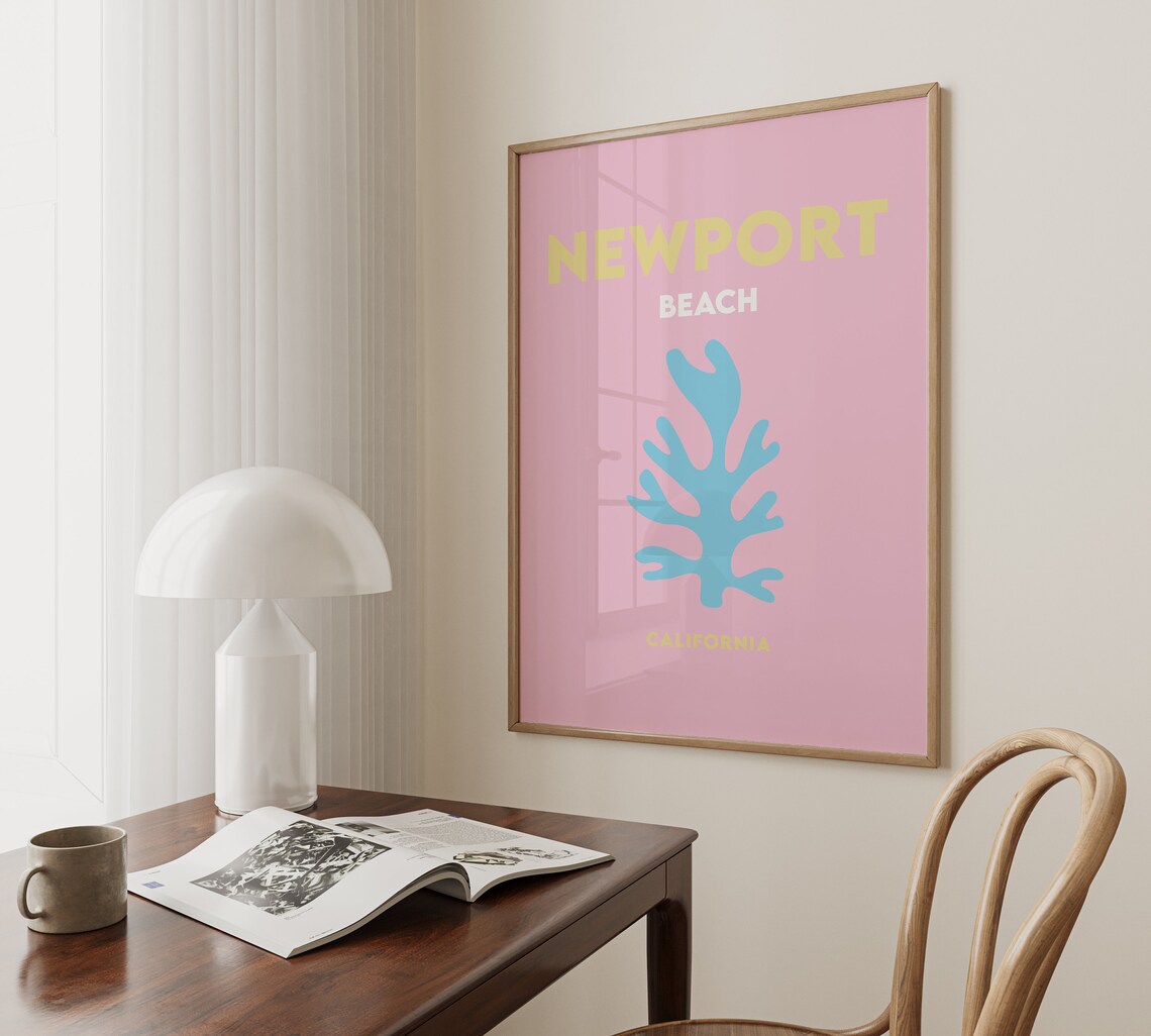 Newport Beach California Blue Coral Minimalist Travel Poster - Image 4