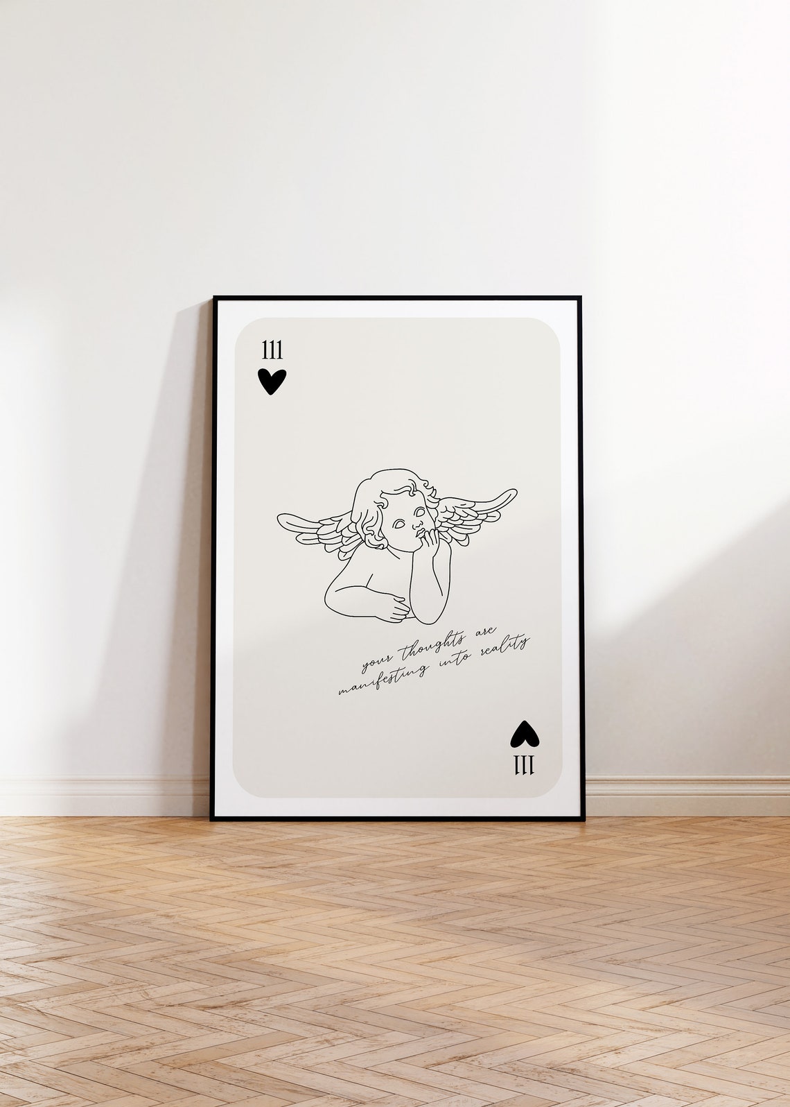 Angel Number 111 Cherub Playing Card Manifestation Wall Poster - Image 2