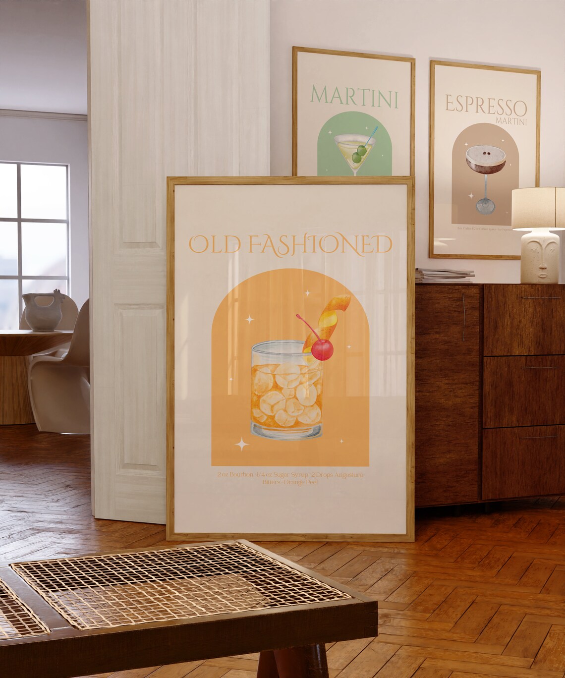 Old Fashioned Cocktail Poster, Trendy Kitchen Print