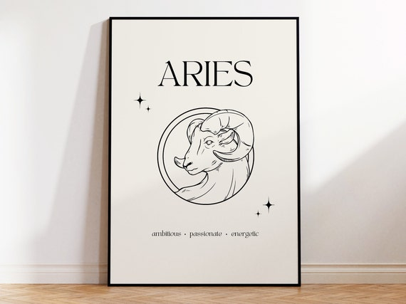Aries Print Instant Poster Mininmalist Aries Poster Aries Zodiac Wall Art Zodiac Poster Star Sign Print
