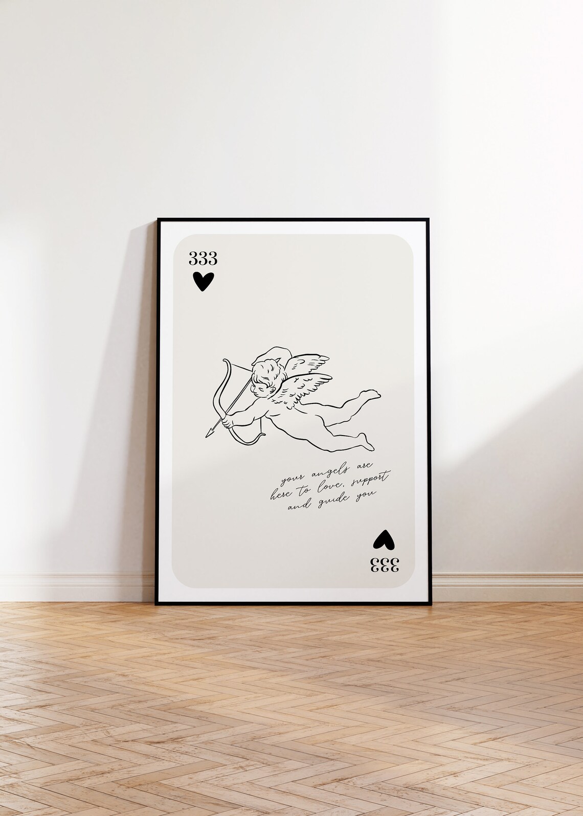 Angel Number 333 Cherub Bow Playing Card Guidance Art Poster - Image 2