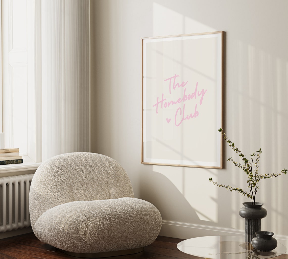 The Homebody Club Blush Pink Heart Flowing Script Cozy Sign Poster - Image 2