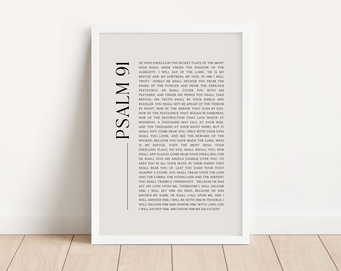 Psalm 91 Bible Verse, Christian Wall Art Print
