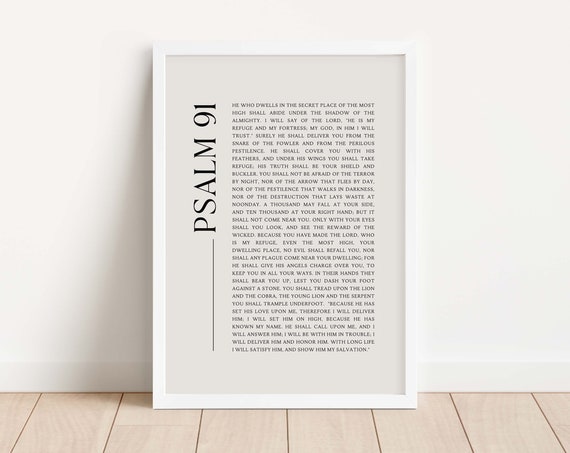 Psalm 91 Bible Verse, Christian Wall Art Print