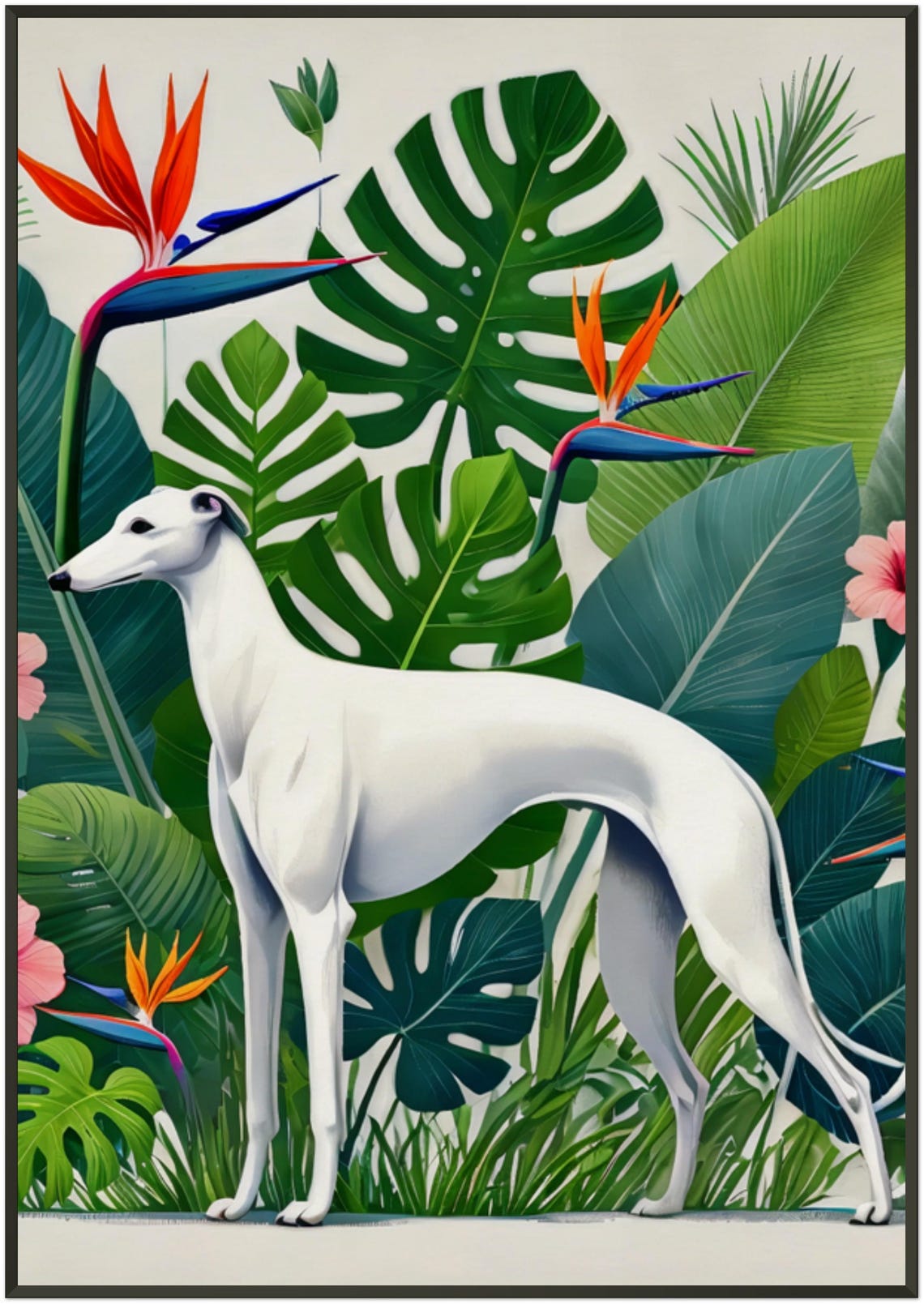 Elegant White Greyhound Tropical Botanical Garden Flower Poster - Image 5