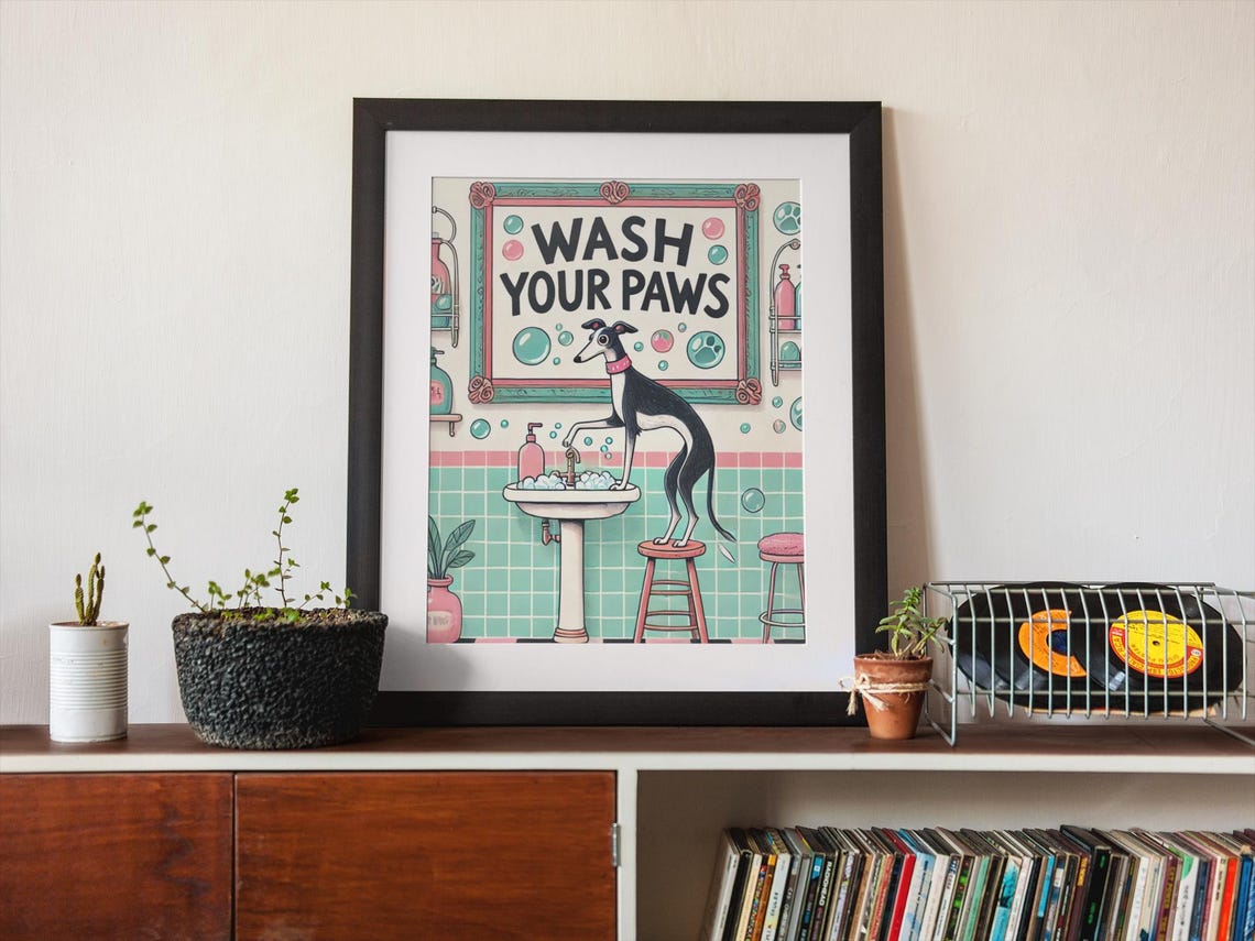 Cute Dog Print Retro Home Poster Funny Colorful Eclectic Posters Wholesome Prints Greyhound Decor Unique Posters - Image 3