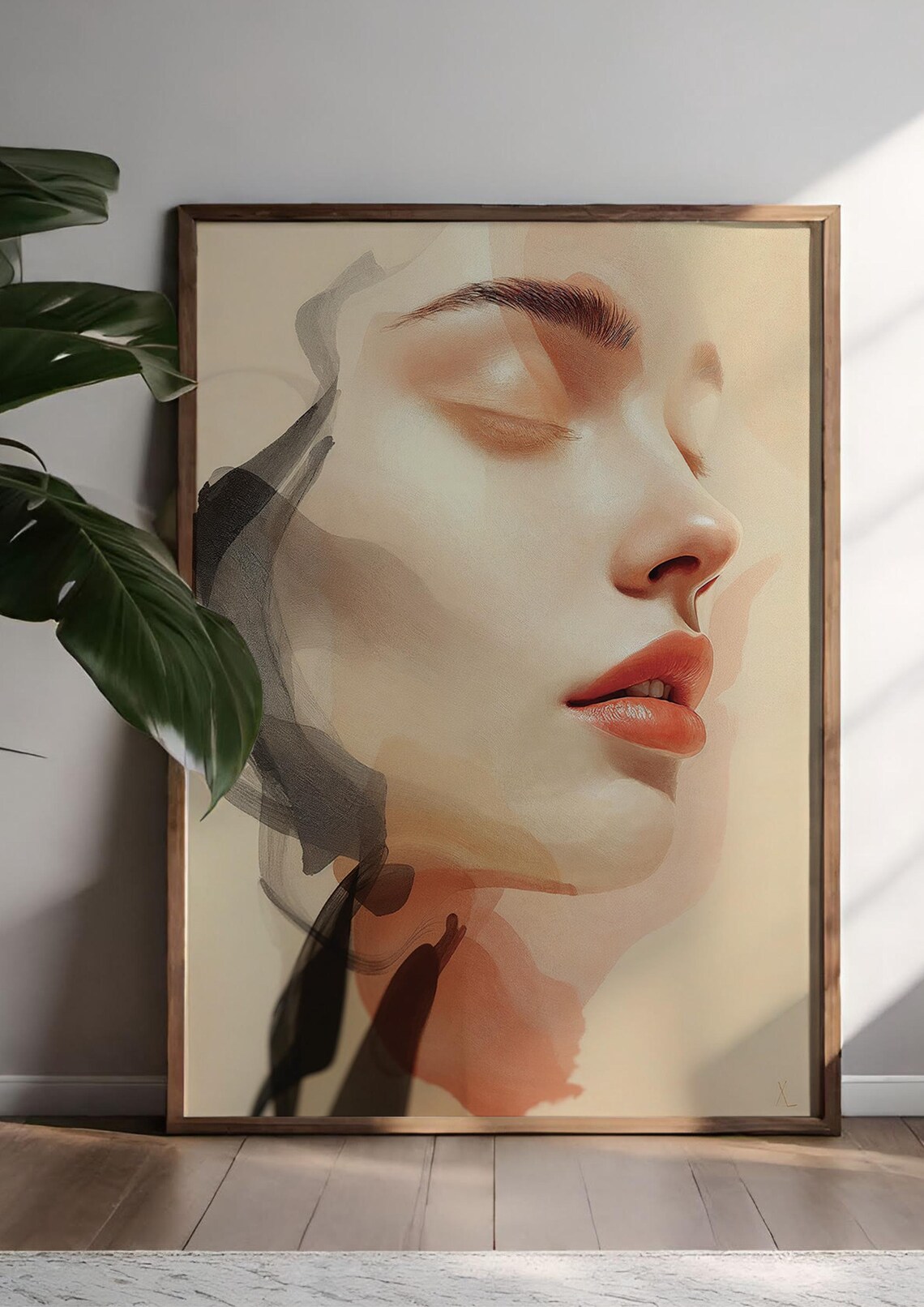 Abstract Charcoal Portrait, Elegant Face Study - Image 3
