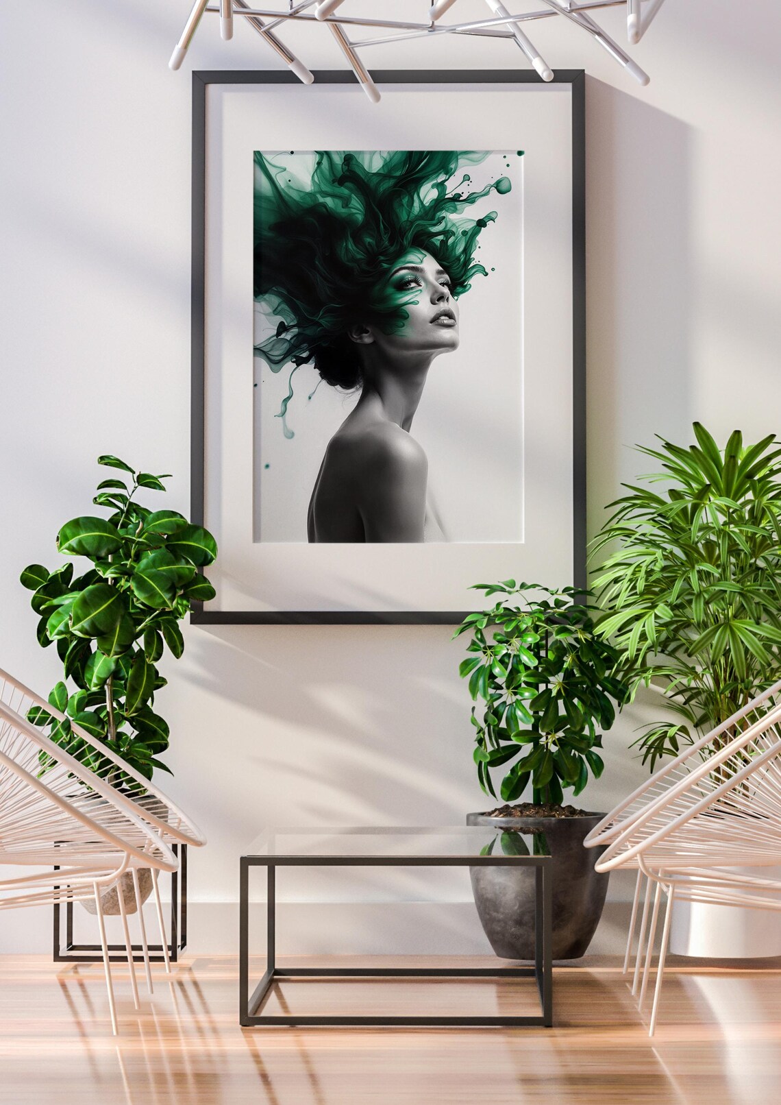 Woman With Green Ink Hair Profile Abstract Artistic Portrait Poster - Image 2