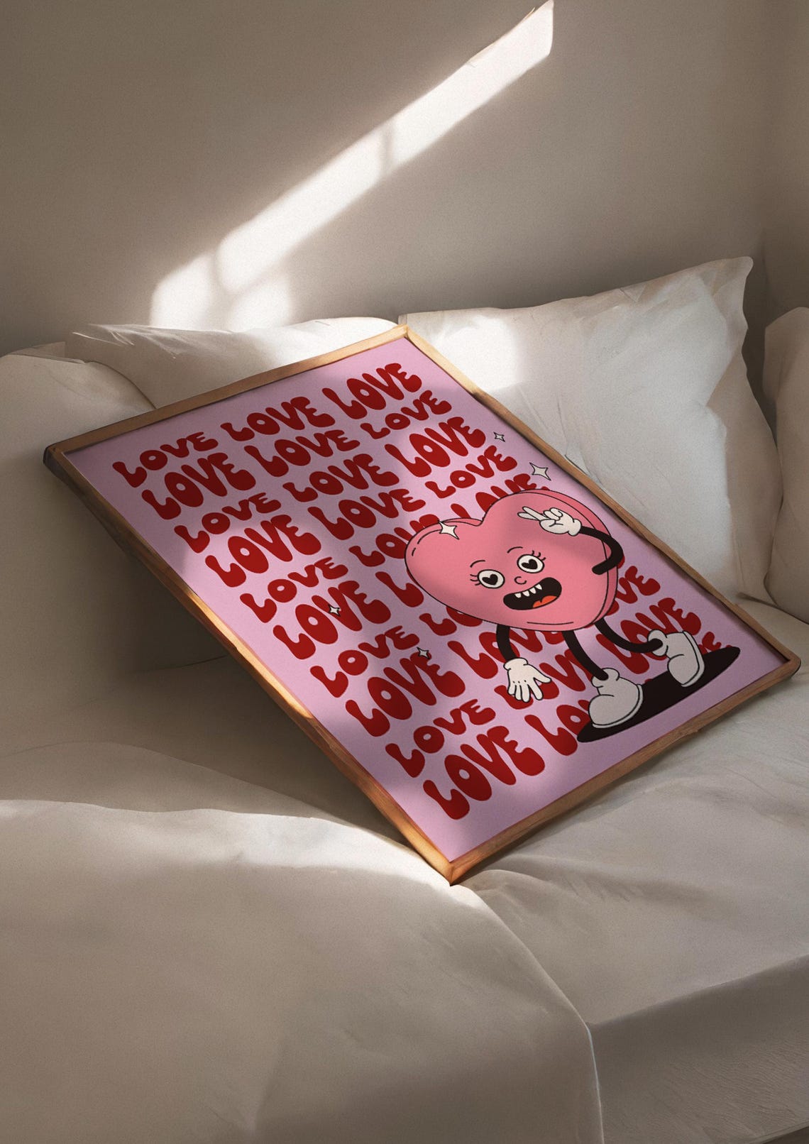 Love Love Love Funny Typographic Poster With Heart Red Text On Pink Background A3 File By Default - Image 2