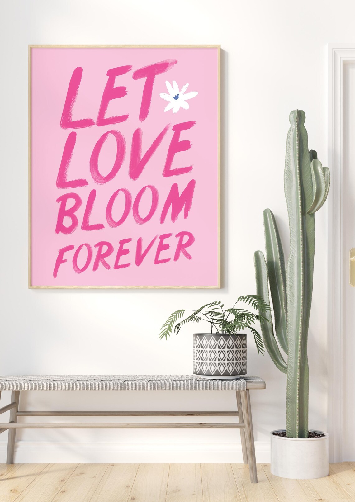 Let Love Bloom Forever Typographic Poster