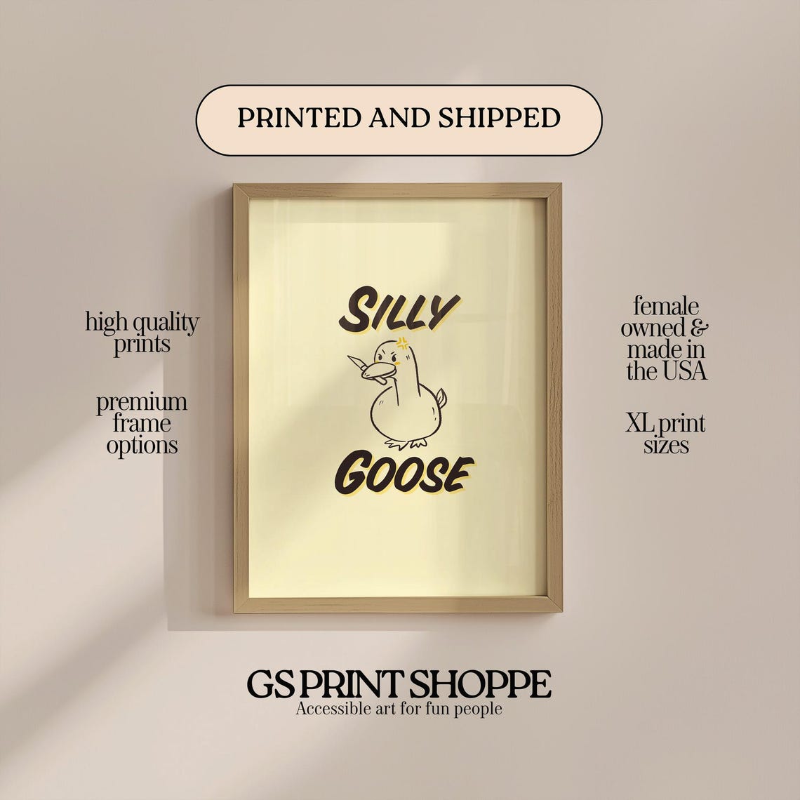 Silly Goose Cute Cartoon Goose Funny Animal Quote Art Poster