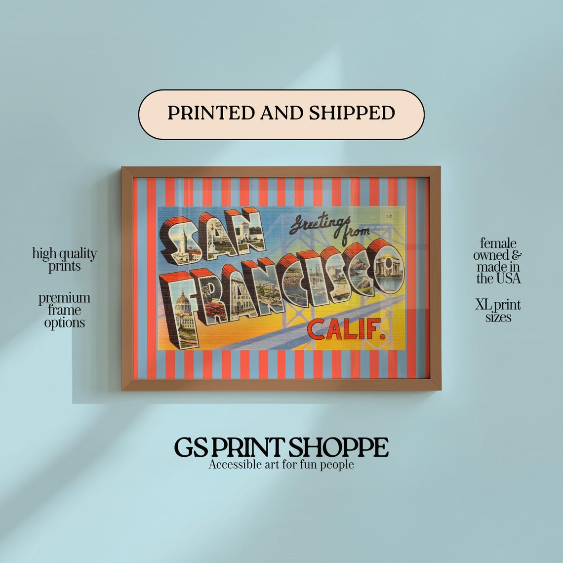 Vintage Greetings From San Francisco California Postcard Poster