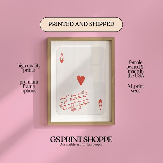 Ace Of Hearts Card With Beautiful Little Fool Quote Romantic Poster