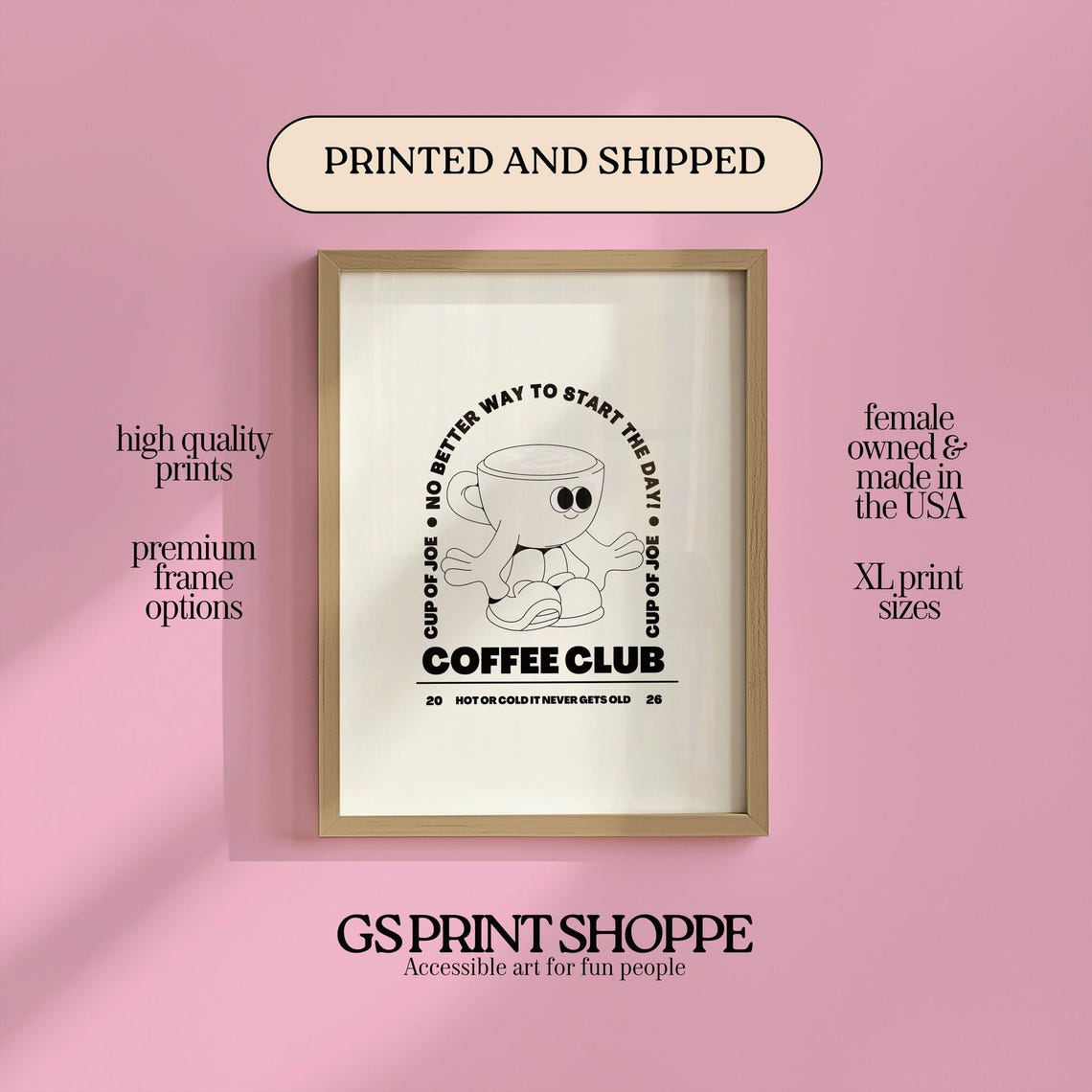 Coffee Club Retro Cartoon Mascot Morning Ritual Fun Kitchen Art Print