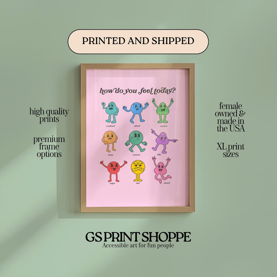 How Do You Feel Today Emotions Chart Cute Cartoon Kids Poster
