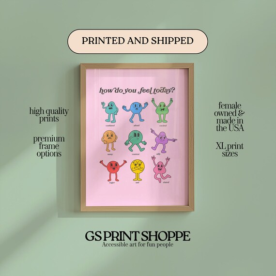 How Do You Feel Today Emotions Chart Cute Cartoon Kids Poster