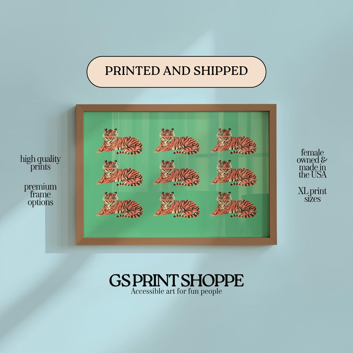 Green Tiger Horizontal Art Print
