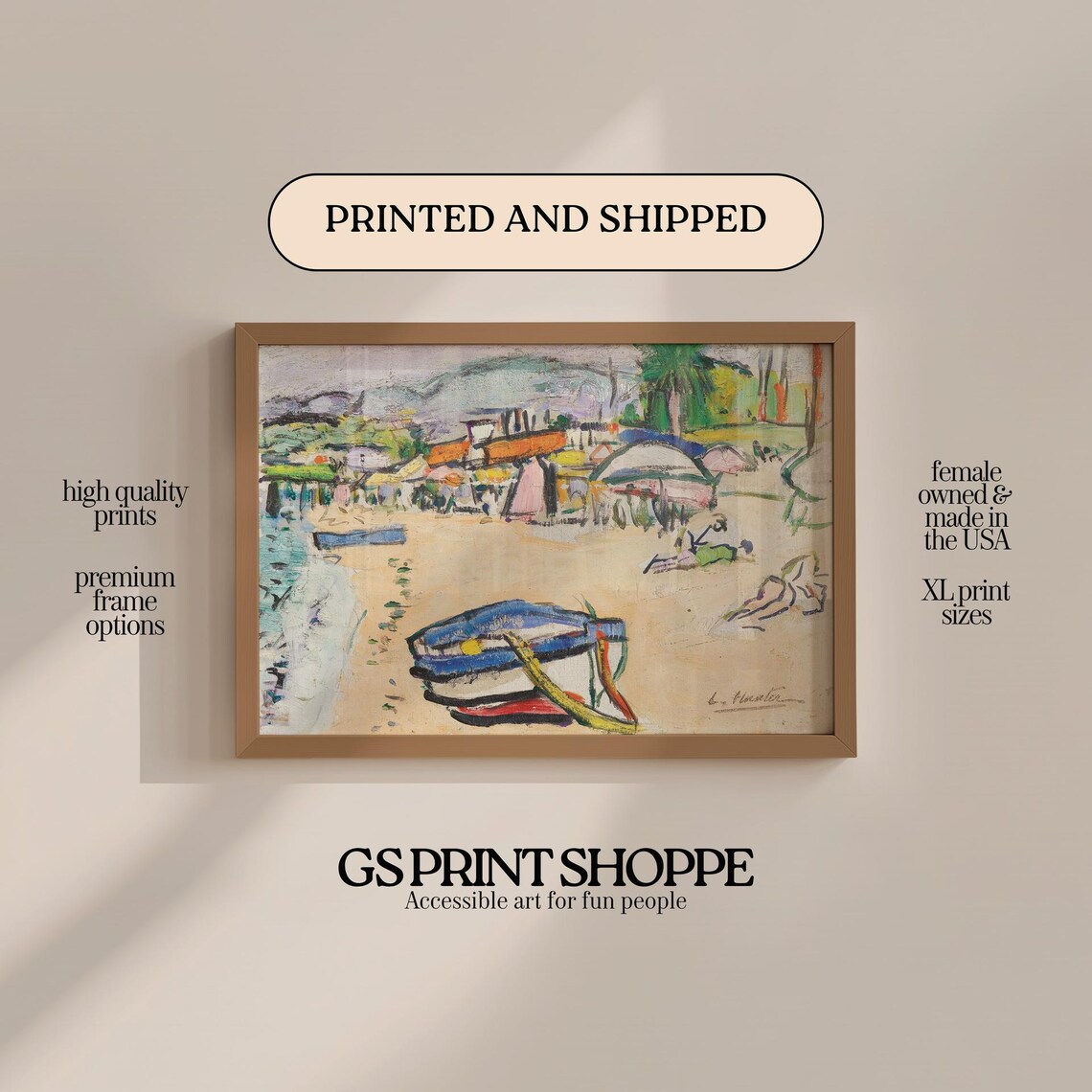South of France Beach Scene Impressionist Coastal Painting Poster