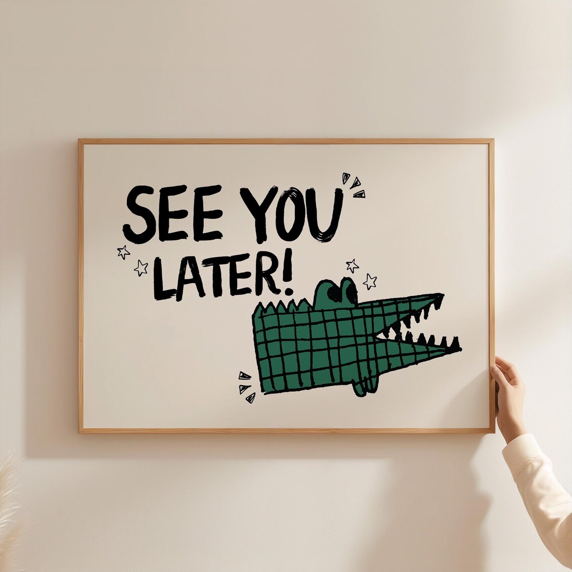 See You Later Funny Green Alligator Cartoon Kids Room Poster