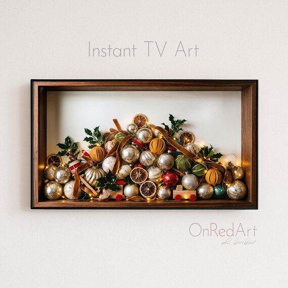 Gold Citrus Christmas Ornaments Dried Oranges Festive Art Print