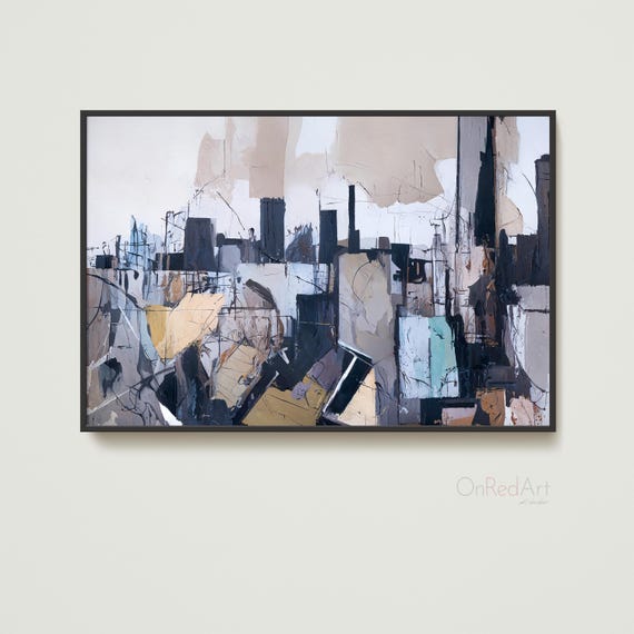 Abstract Cityscape Art Print Modern Urban Wall Decor
