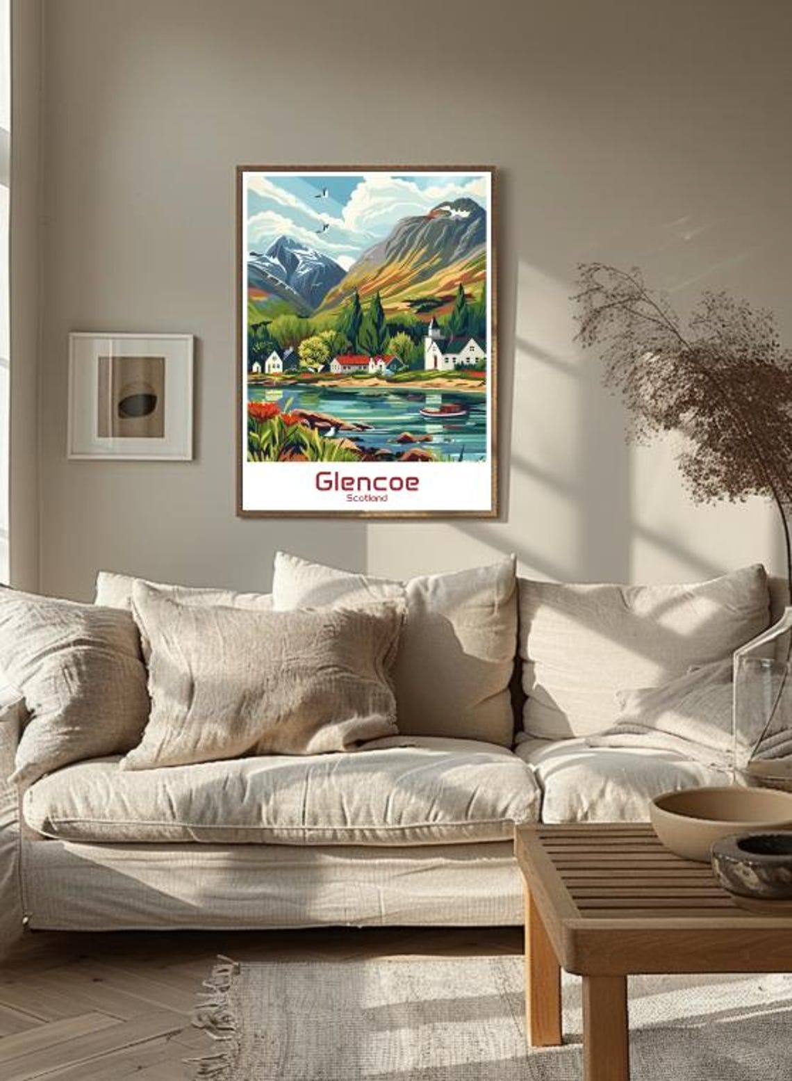 Glencoe Scotland Village Loch Snow Capped Mountains Travel Poster - Image 3