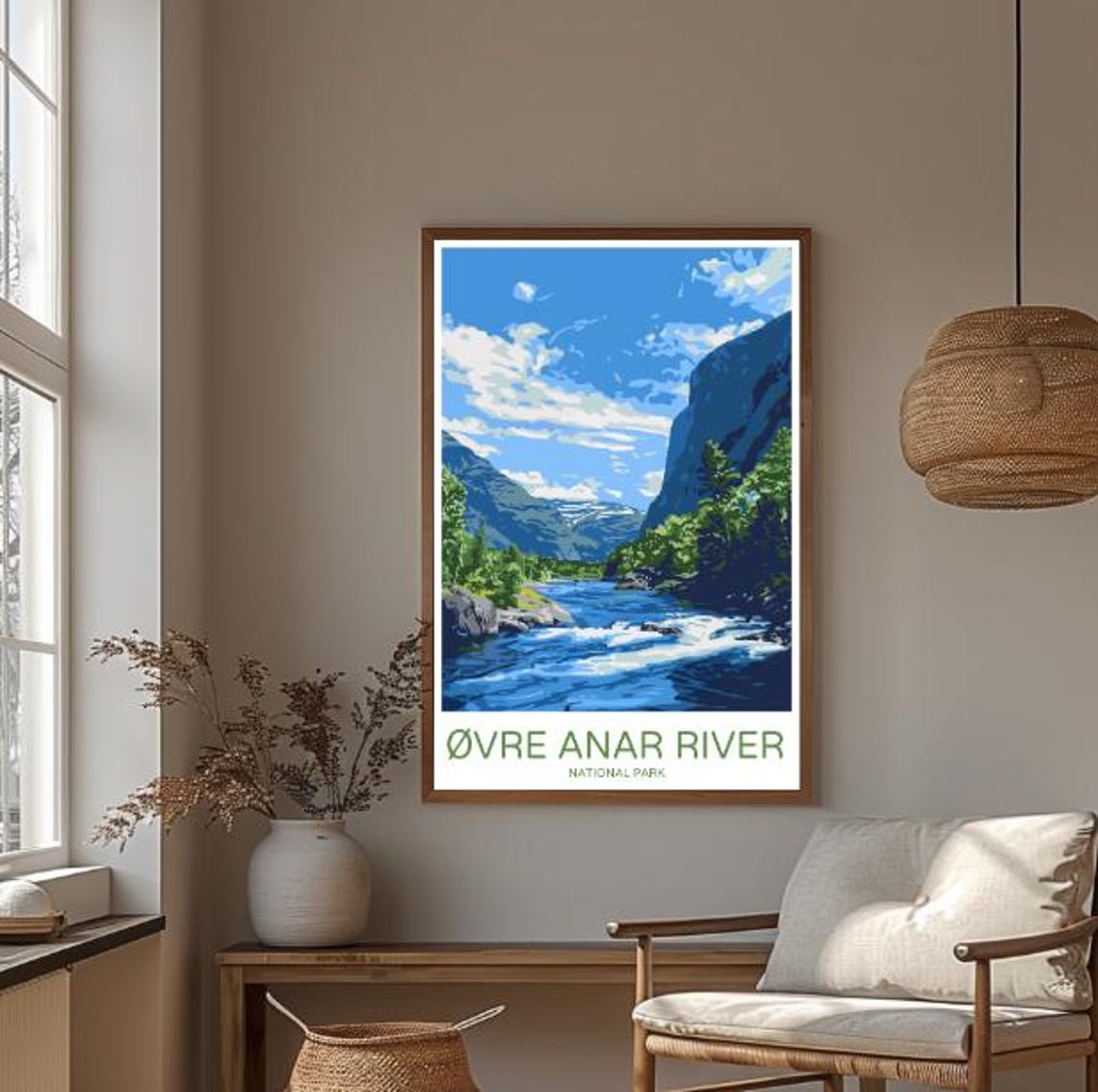 Ovre Anar River Norway Rapids Poster With Forested Mountains Valley - Image 3