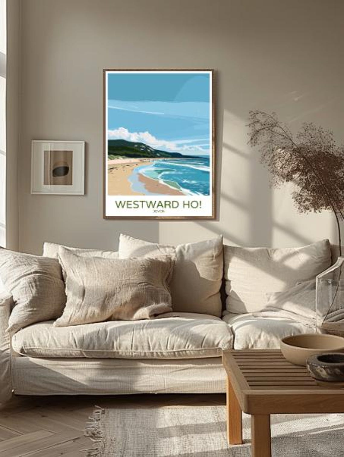 Westward Ho Devon Sandy Surf Beach Cliffs Seaside Travel Poster - Image 2