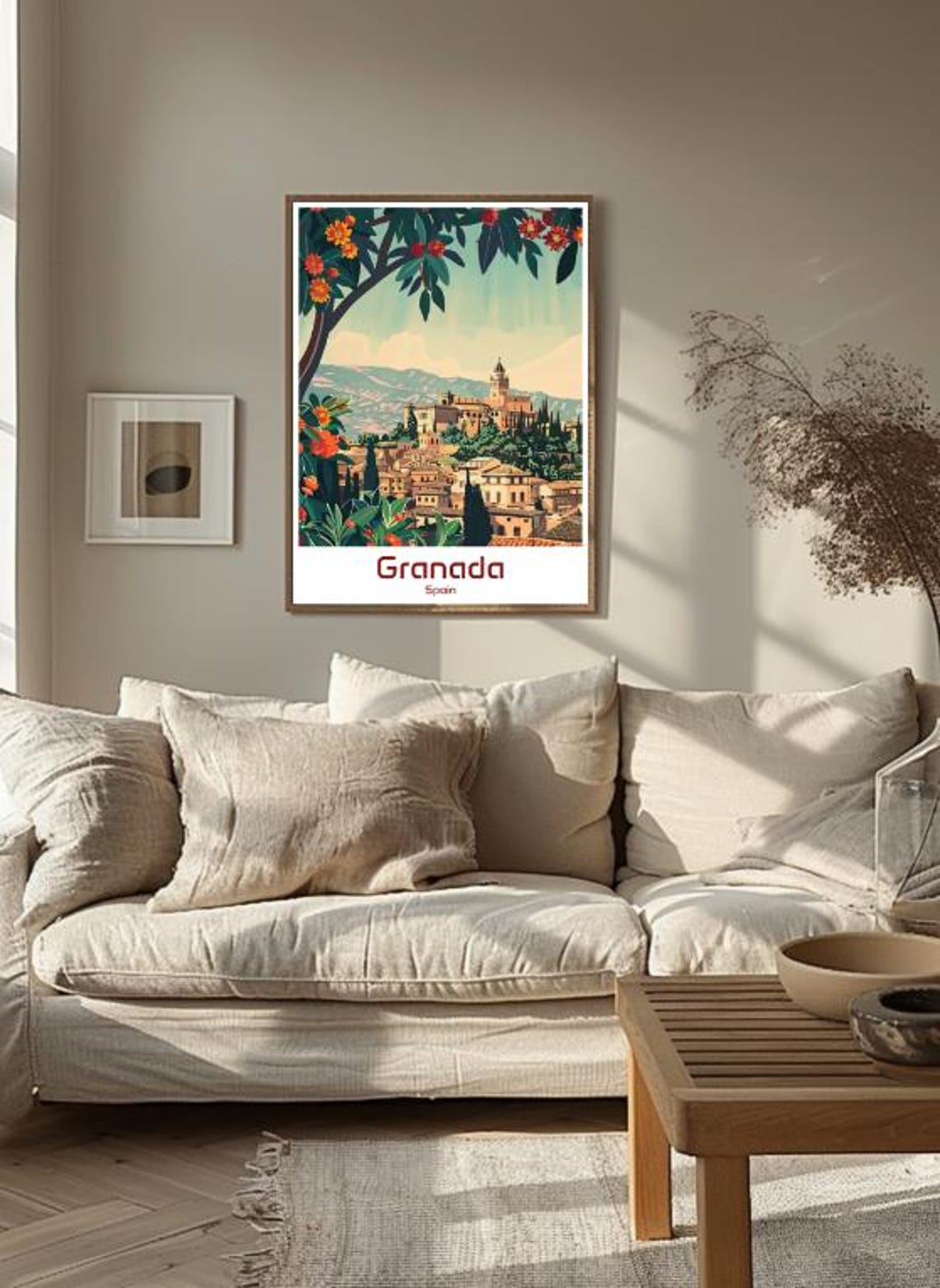 Romantic Granada Spain Alhambra Palace Blossom View Art Poster - Image 3