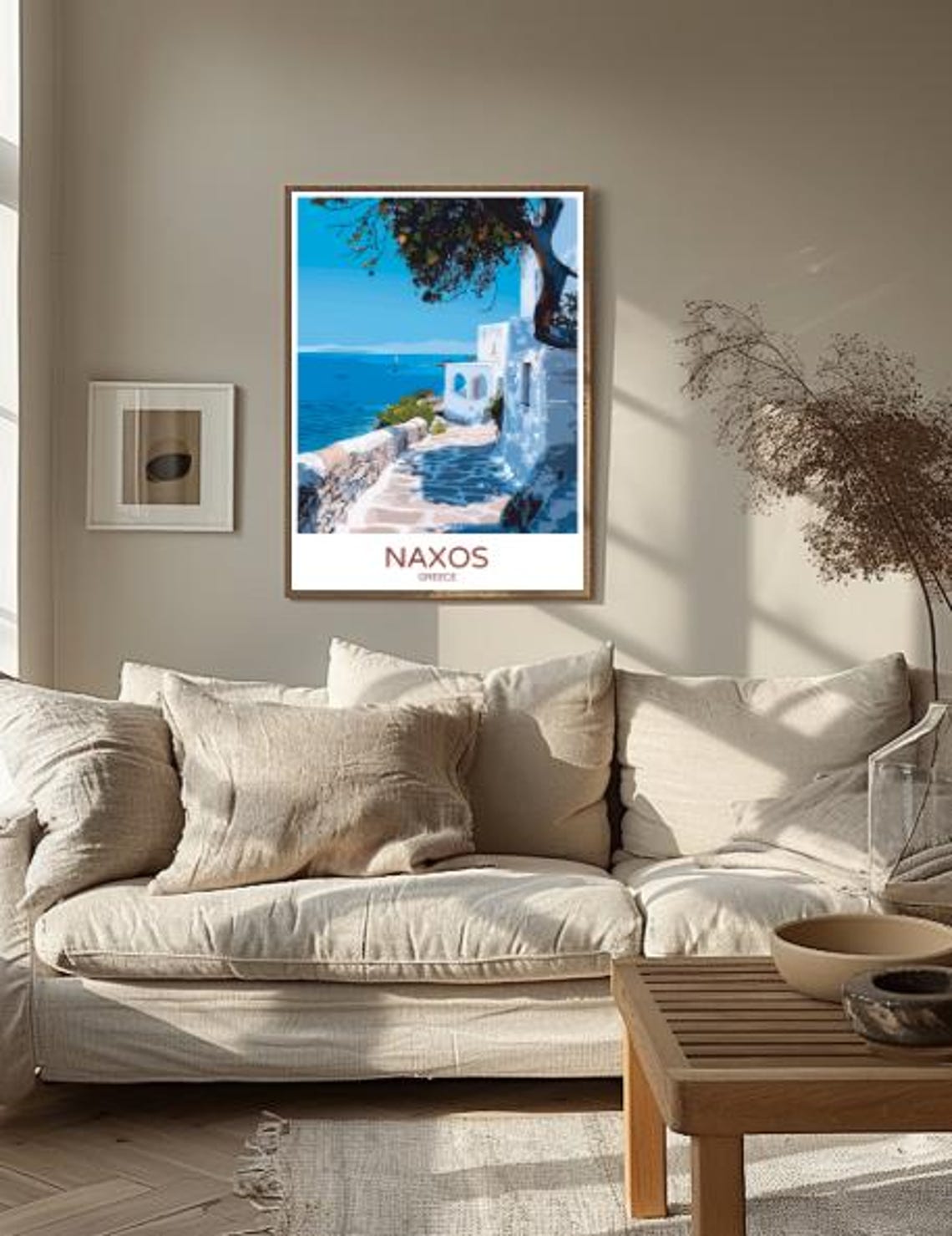 Naxos Greece Seaside Path Whitewashed Village Aegean View Poster - Image 2