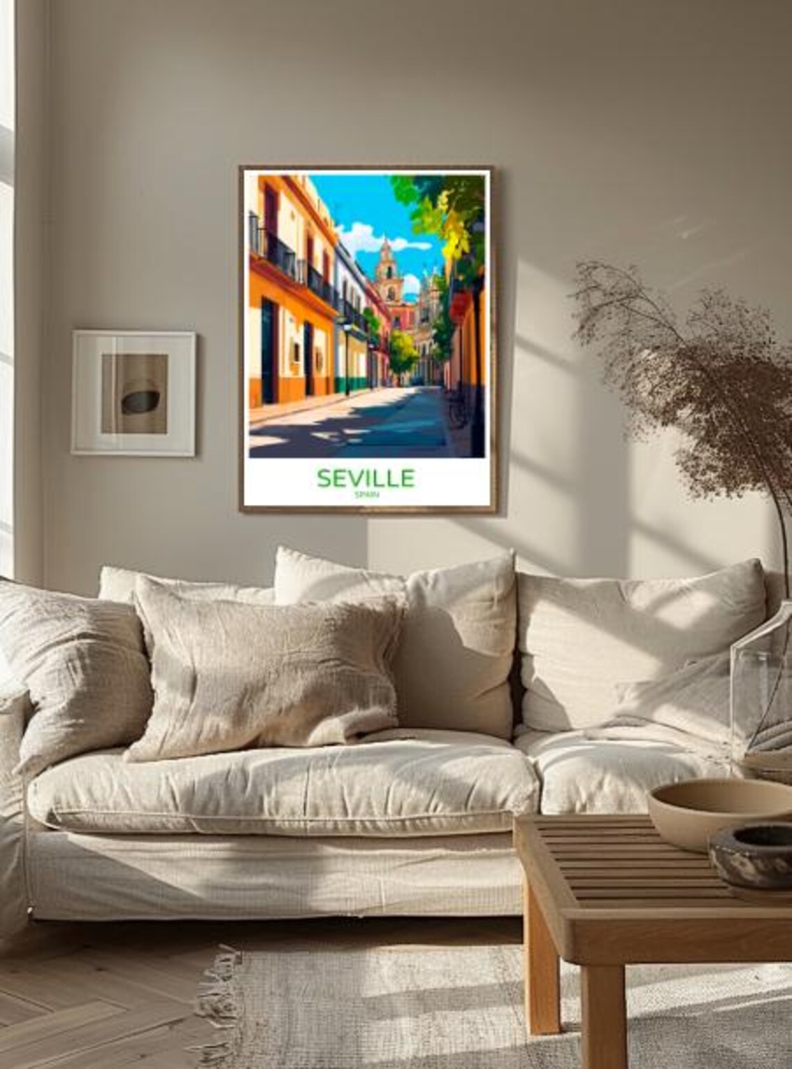 Seville Giralda Tower Sunlit Andalusian Old Town Street Poster - Image 2
