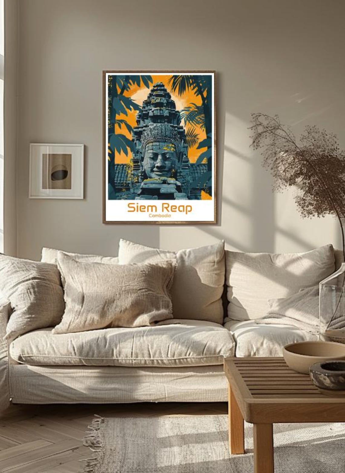 Siem Reap Cambodia Bayon Stone Face Temple At Golden Sunset Poster - Image 3
