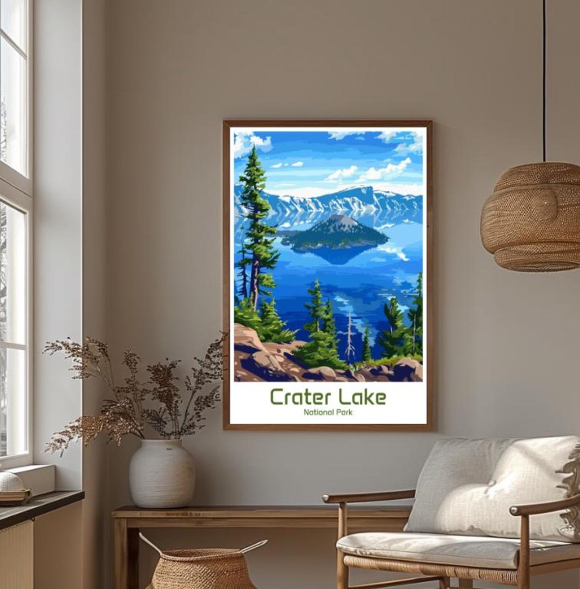 Crater Lake National Park Oregon Wizard Island Blue Lake Poster - Image 4